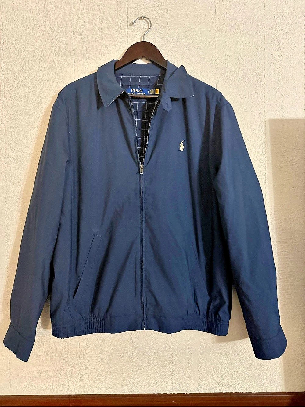 Polo Ralph Lauren Full-Zip Plaid-Lined Windbreaker Harrington Jacket